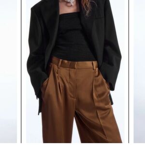 COS Wide-Leg Pleated Satin Trousers